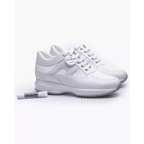 Weiße und Silberne Interaktive Ledersneakers , Damen, Größe: 39 1/2 EU - Hogan - Modalova