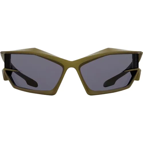 Matte Kaki Geometric Sunglasses , male, Sizes: 69 MM - Givenchy - Modalova