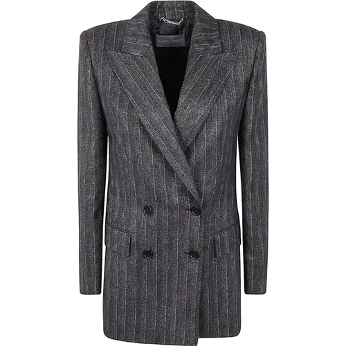 Black Lurex Double Breasted Jacket , female, Sizes: M, S - alberta ferretti - Modalova