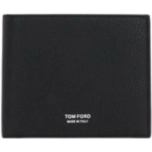Hammered Leather Wallet with Logo , male, Sizes: ONE SIZE - Tom Ford - Modalova