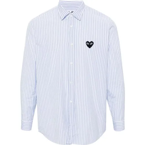 Gestreiftes schwarzes Herz Langarmshirt - Comme des Garçons Play - Modalova