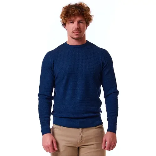 Merinowolle Rundhalsausschnitt Pullover mit Mini-Zöpfen , Herren, Größe: XL - Filippo De Laurentiis - Modalova