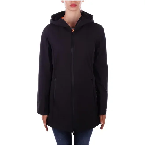 Schwarze Kapuzenjacke mit Reißverschluss , Damen, Größe: M - Suns - Modalova