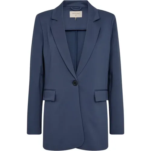 Indigo Blazer mit Breitem Revers , Damen, Größe: L - FREEQUENT - Modalova