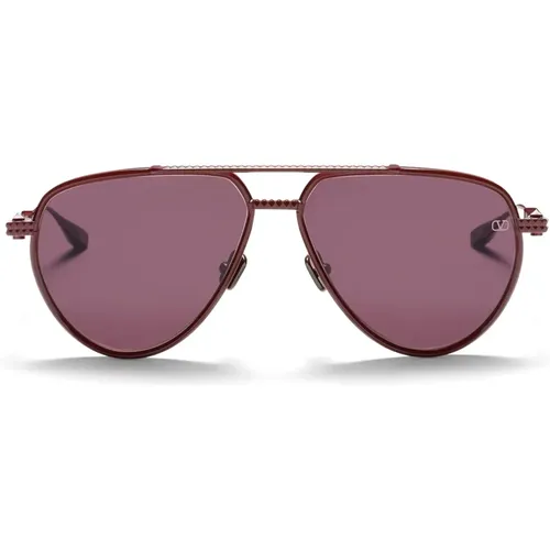 Bordeaux Aviator Sunglasses with Studs , female, Sizes: ONE SIZE - Valentino - Modalova