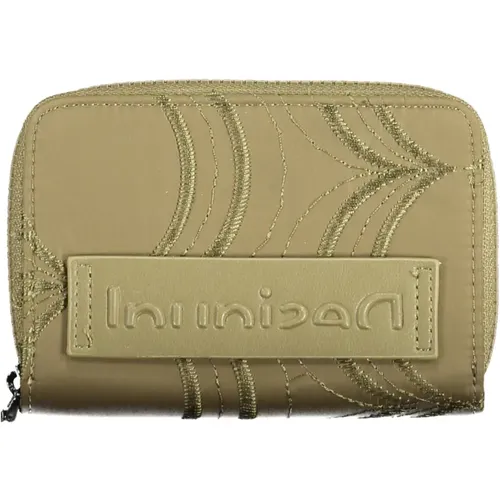 Elegant Green Wallet with Zipper and Contrast Details , female, Sizes: ONE SIZE - Desigual - Modalova