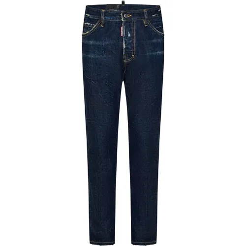 Blaue Jeans mit rotem Logo-Label , Herren, Größe: S - Dsquared2 - Modalova