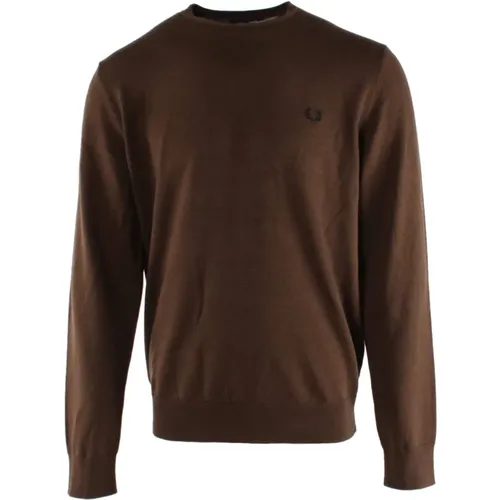 Brauner Wolle Baumwolle Pullover , Herren, Größe: 2XL - Fred Perry - Modalova