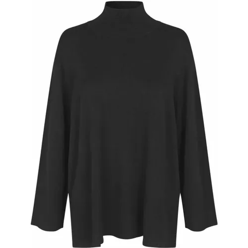 Schwarzer Stricktop mit Hohem Kragen , Damen, Größe: XL - Masai - Modalova