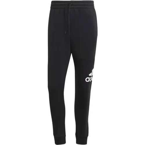 Schwarze Essentials Fleece Tapered Cuff Big Logo Jogginghose , Herren, Größe: XS - Adidas - Modalova