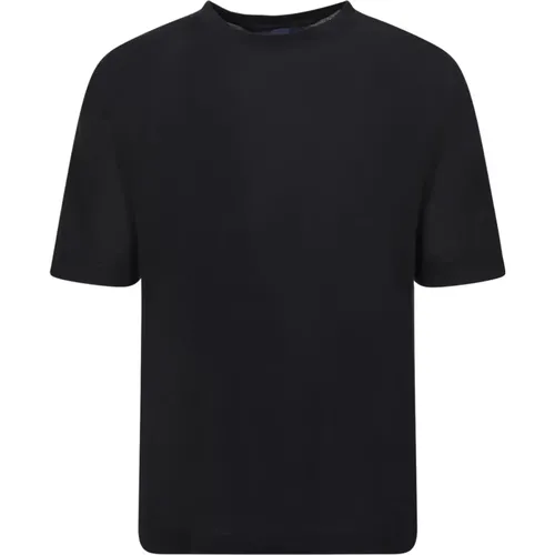 Schwarzes Leinenmischung Freizeit T-Shirt - Lardini - Modalova