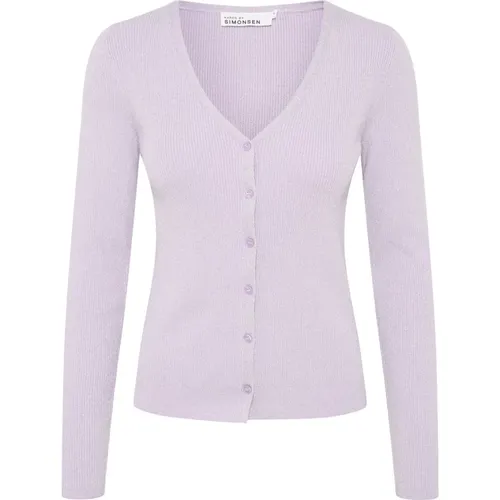 Pastel Lilac Cardigan Slim-Fit Sweater , female, Sizes: XL, S, L, XS, M - Karen by Simonsen - Modalova