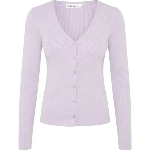 Pastelllila Cardigan Slim-Fit Pullover , Damen, Größe: 2XL - Karen by Simonsen - Modalova