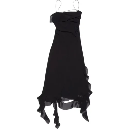Schwarzes Rüschen Midi Kleid , Damen, Größe: XS - Acne Studios - Modalova