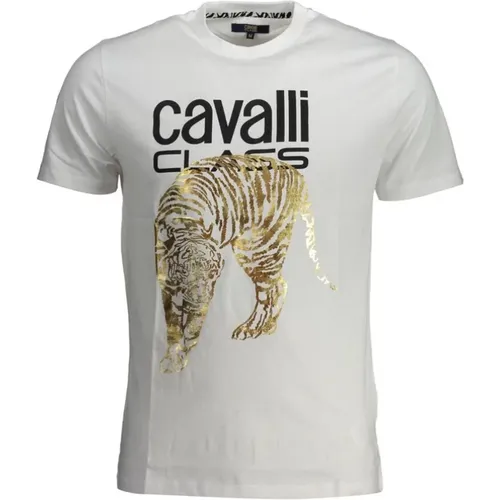 Druck Logo Rundhals T-Shirt , Herren, Größe: 2XL - Cavalli Class - Modalova