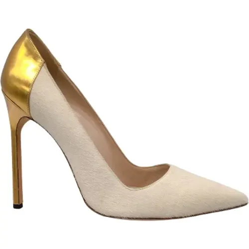 Creme/Gold Metallic Kalbsleder Pumps - Manolo Blahnik Pre-owned - Modalova