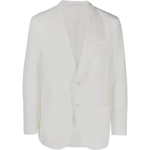 Grey Linen Single-Breasted Jacket , male, Sizes: 2XL - Eleventy - Modalova