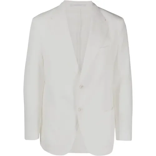 Grey Linen Single-Breasted Jacket , male, Sizes: 3XL - Eleventy - Modalova