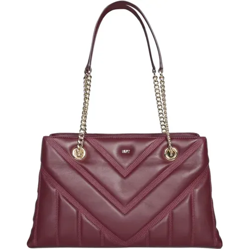 Quilted Bordeaux Leather Tote Bag , female, Sizes: ONE SIZE - DKNY - Modalova