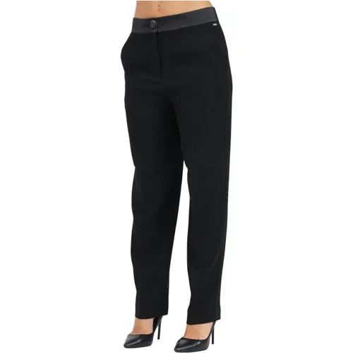 Elegante Schwarze Hose 3D Schnitt , Damen, Größe: M - Armani Exchange - Modalova