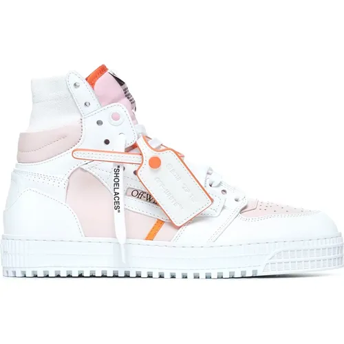 High-Top Leder Sneakers in Weiß/Rosa/Orange , Damen, Größe: 40 EU - Off White - Modalova