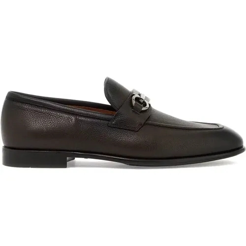 Hammered Leather Loafers with Gancini Detail , male, Sizes: 6 UK, 7 UK - Salvatore Ferragamo - Modalova