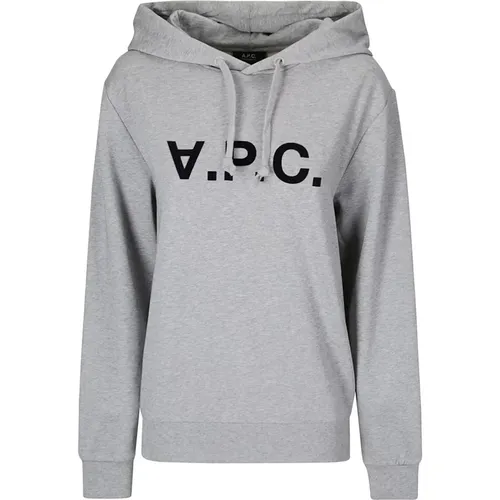 Hooded Velvet Logo Sweatshirt , female, Sizes: L, S, M, XS - A.p.c. - Modalova