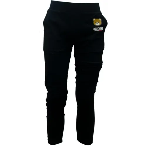 Cotton Blend Pants with Elastic Waistband and Logo Detail , male, Sizes: XL - Moschino - Modalova