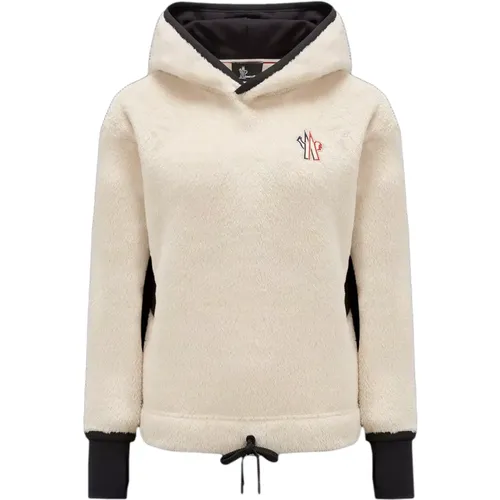 Hoodie with Stretch Fleece and Hood , female, Sizes: XS - Moncler - Modalova