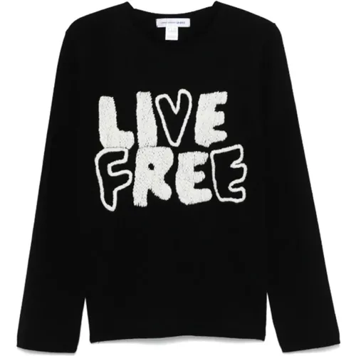 Live Free Bestickter Pullover (Schwarz) , Herren, Größe: XL - Comme des Garçons - Modalova