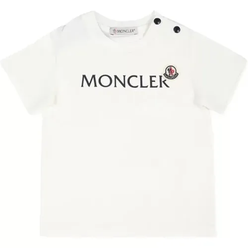 Kinder Weißes T-Shirt mit Logo - Moncler - Modalova