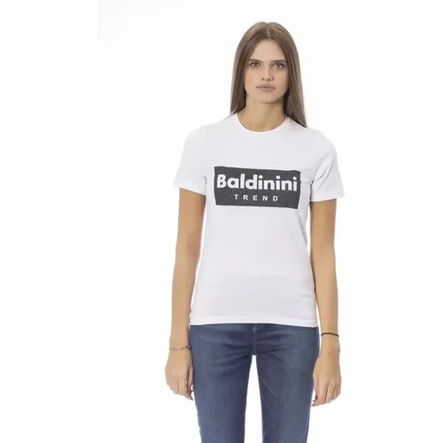 Schickes weißes Baumwoll-Trend-T-Shirt , Damen, Größe: L - Baldinini - Modalova