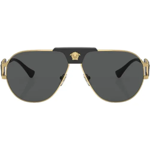 Gold Lucido Sonnenbrille , Herren, Größe: 63 MM - Versace - Modalova