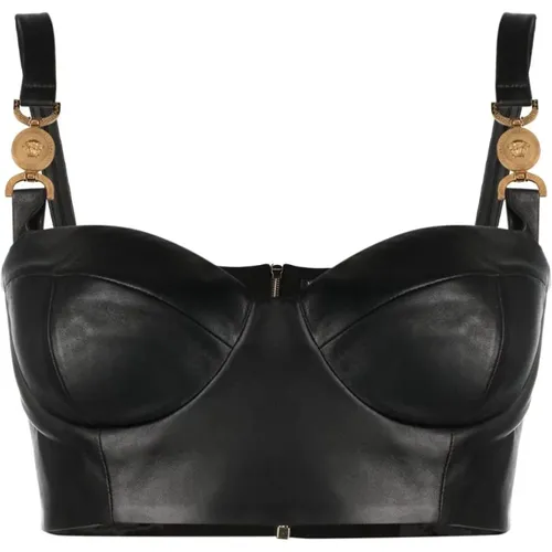 Medusa Leather Bralette , female, Sizes: L, M - Versace - Modalova