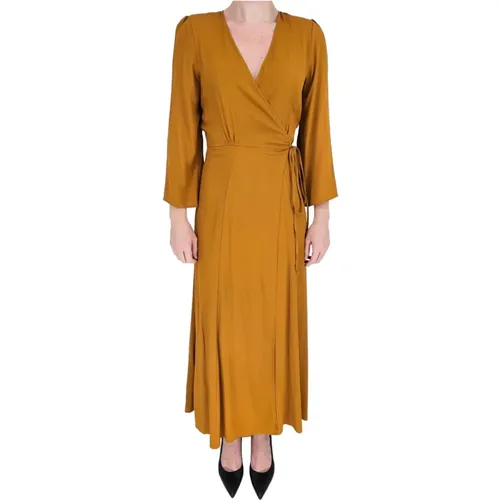 Bronze Silk Wrap Dress , female, Sizes: S - Forte Forte - Modalova