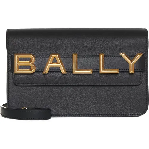 Leather Shoulder Bag with Gold Logo , female, Sizes: ONE SIZE - Bally - Modalova