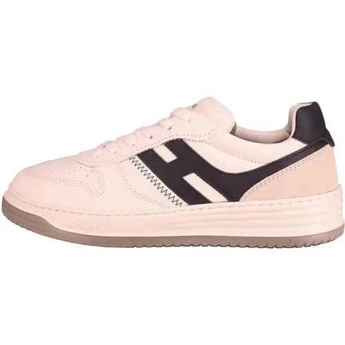 White Leather Suede Sneaker Blue H , male, Sizes: 8 UK - Hogan - Modalova