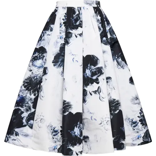 Floral Print Pleated Skirt , female, Sizes: XS - alexander mcqueen - Modalova