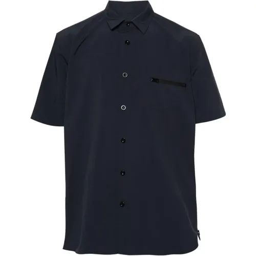 Polyester Shirt with Bowling Collar and Zip Pocket , male, Sizes: L, M - Sacai - Modalova