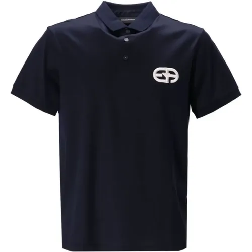 Navy Logo Patch Polo Shirt , Herren, Größe: XL - Emporio Armani - Modalova