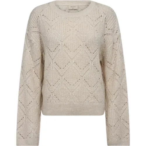 Jazz Sweater in Off White with Ajour Pattern , female, Sizes: XL, 2XL - Freequent - Modalova