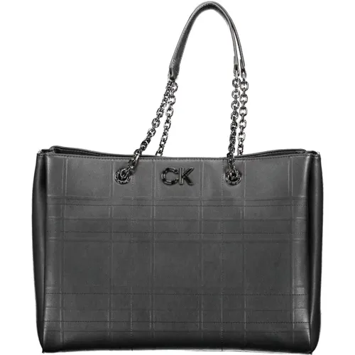 Schwarze Polyester-Handtasche mit Kettenhenkeln - Calvin Klein - Modalova