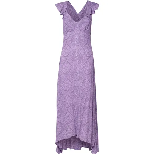 Lilac Ruffle Dress with V-Neck , female, Sizes: XS, M - ETRO - Modalova