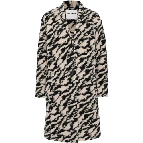 Abstrakter Print Wollmantel mit Knopfverschluss , Damen, Größe: 2XS - Isabel Marant Étoile - Modalova