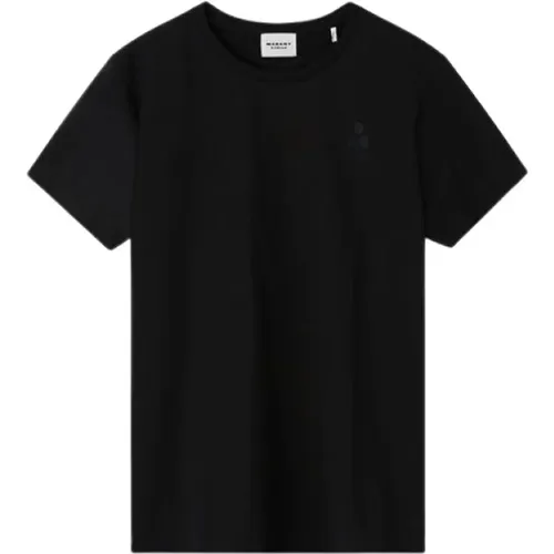 Schwarzes Baumwoll-Logo-T-Shirt - Isabel Marant Étoile - Modalova