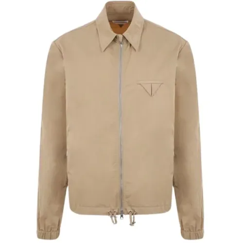 Crinkled Nylon Jacket-Shirt with Logo Patch , male, Sizes: S, M - Bottega Veneta - Modalova