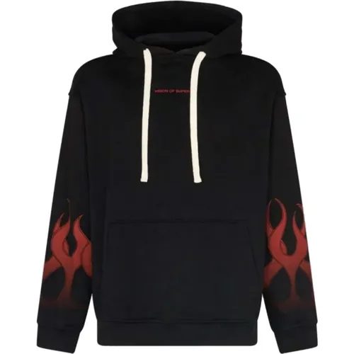 Flames Hoodie Schwarz/Rot , Herren, Größe: S - VISION OF SUPER - Modalova