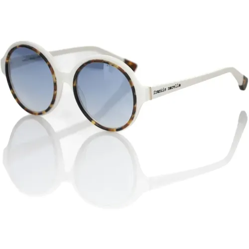 Schicke weiße runde Sonnenbrille mit blau getönten Gläsern - Frankie Morello - Modalova