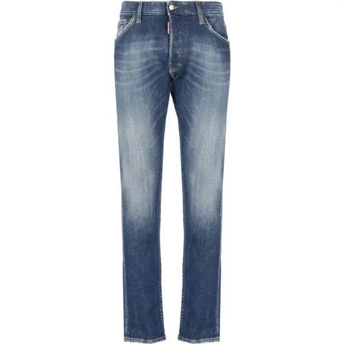 Blaue Baumwolljeans mit Logopatch , Herren, Größe: L - Dsquared2 - Modalova