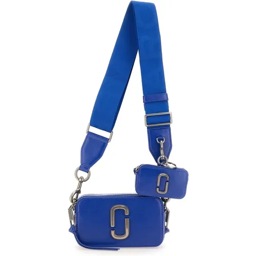 Kobaltblaue Leder-Schultertasche mit Doppeltem Reißverschluss - Marc Jacobs - Modalova